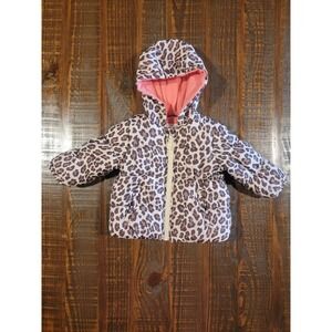 Carters Cheetah Print Puff Coat Jacket Size 12m Baby Girls
